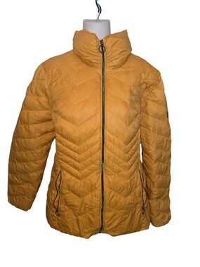 Women's Quilted Puffer Jacket - Dark Orange Michael K. Has A Rip And Stains